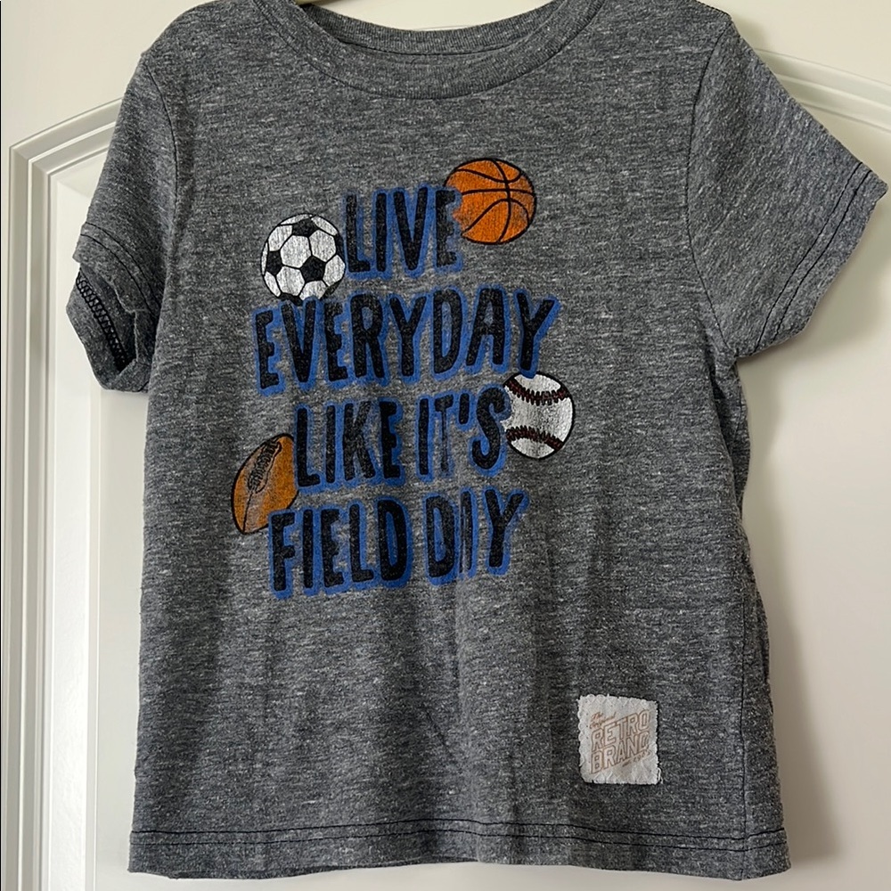 Retro Brand | (4) Gray Kids “Live Everyday Like It’s Field Day sports T-Shirt